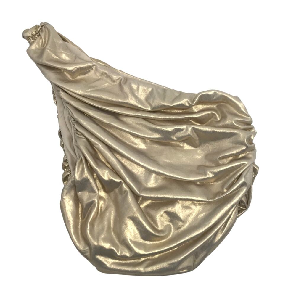 Pants Store Champagne Gold Ruched One Shoulder Crop Top Size S